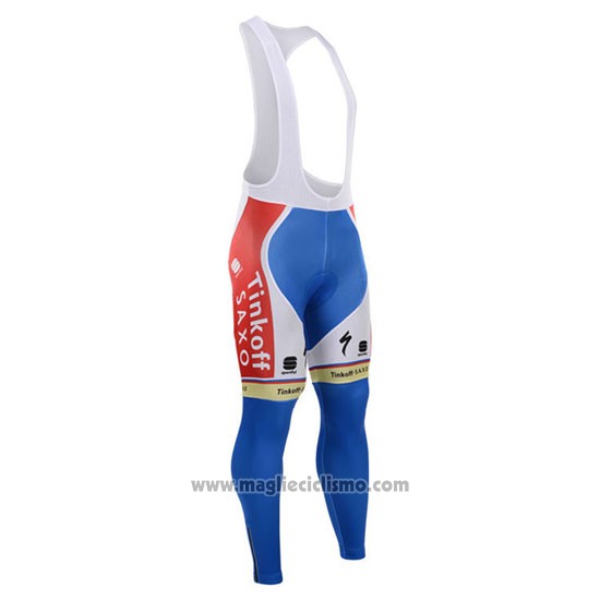 2015 Abbigliamento Ciclismo Tinkoff Saxo Bank Campione Slovacchia Manica Lunga e Salopette